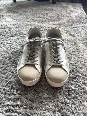 Sans Matin The Eduardo White Leather and Beige Suede Sneakers Size 40